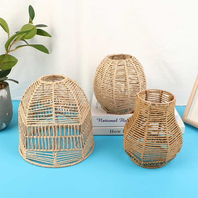Wicker Pendant Shade - 1 Pc Hand Weave Lampshade Rattan