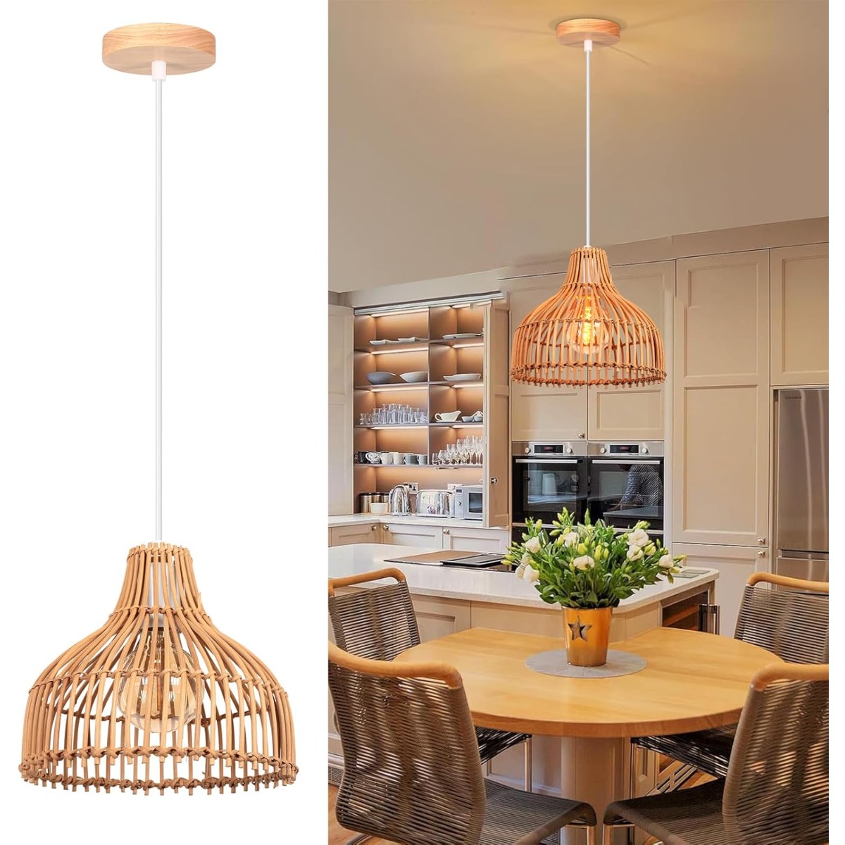 Rattan Woven Pendant Lamp Boho – Wicker Pendant Shade Bewertung und Preis