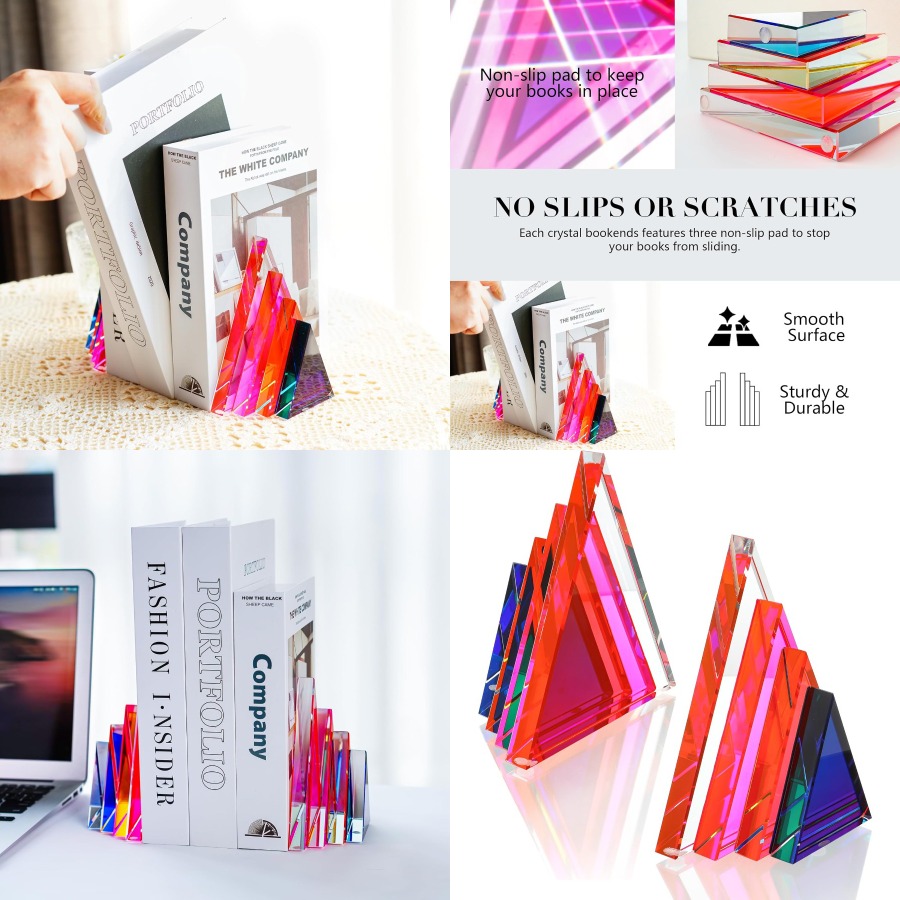 1Pair 3Lbs Crystal Bookends fo – Geometric Shelf Triangle Bewertung und Preis
